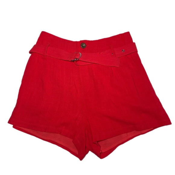 Chaser Red Belted Shorts - Picture 1 of 4